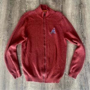 Atlanta Braves Vintage Full-Zip Burgundy Sweater Jacket